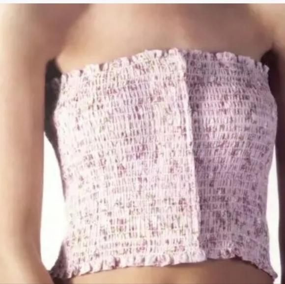 Expand-A-Band Binder Strapless Floral Pink Smocked Bandeau Women's Size XL EUC - Picture 1 of 16